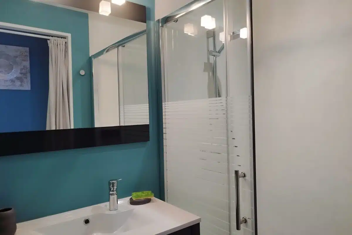 salle d'eau chambre bleue